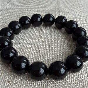 Natural Black Onyx Beaded Bracelet